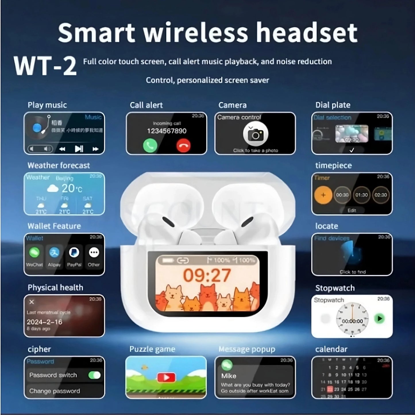 Latest V20 LED touch screen Earbuds ANC+ENC Noise Cancelling - Premium Quality Stile Gadget
