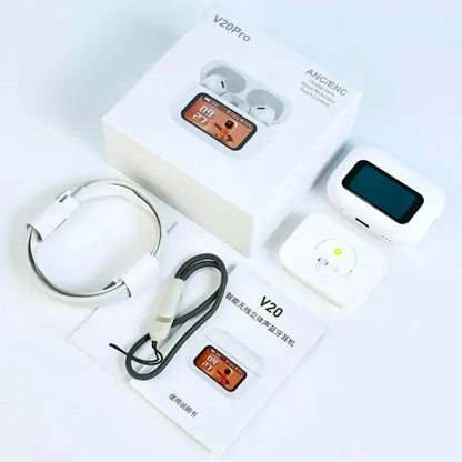Latest V20 LED  touch screen Earbuds ANC+ENC Noise Cancelling - Premium Quality Stile Gadget