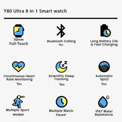 Y80 Ultra smartwatch high-definition large screen high configuration version + 8 strap combination + case - Stile Gadget